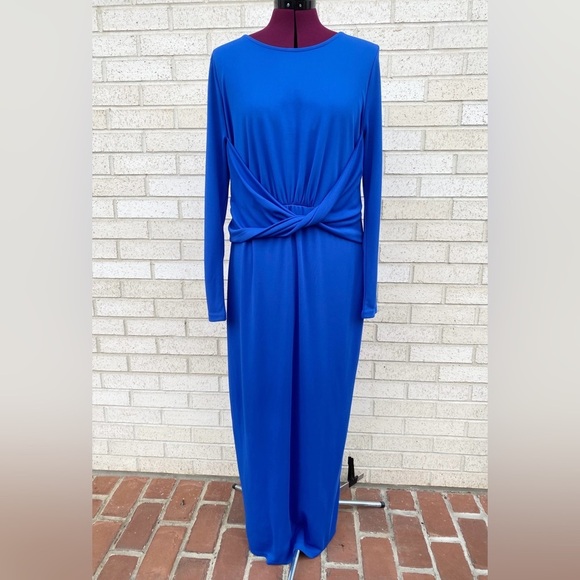 Eloquii Blue Cocktail Midi Dress Long Sleeves Size 16 - Picture 8 of 11